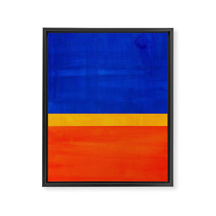 Wide Awake Blue Yellow And Orange Colorfield  Framed Canvas Print Gallery Image 1