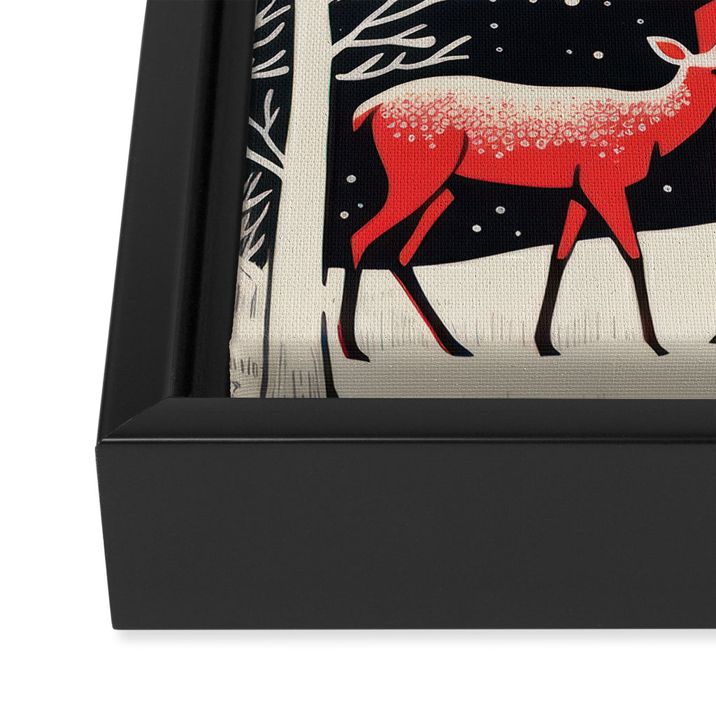 Winter Deer Pair Framed Canvas Print Gallery Image 3