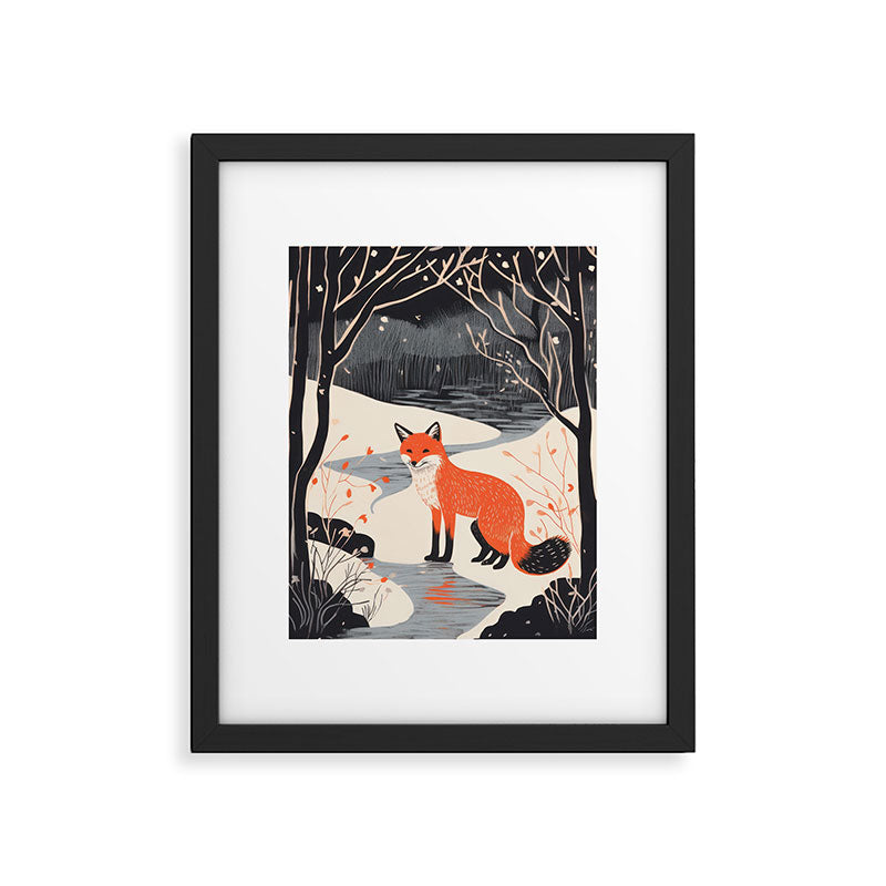 Winter River Fox Framed Art Print Gallery Image 5