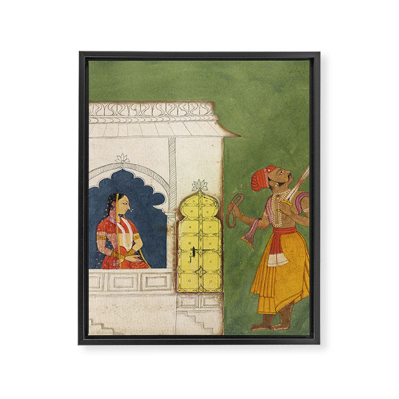 Woman gazing at warrior Indian Painted Illustration Framed Canvas Print Gallery Image 8