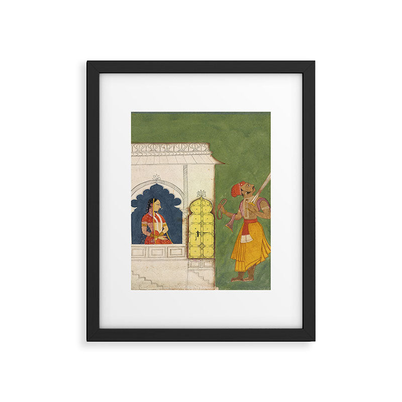 Woman gazing at warrior Indian Painted Illustration Framed Art Print Gallery Image 6