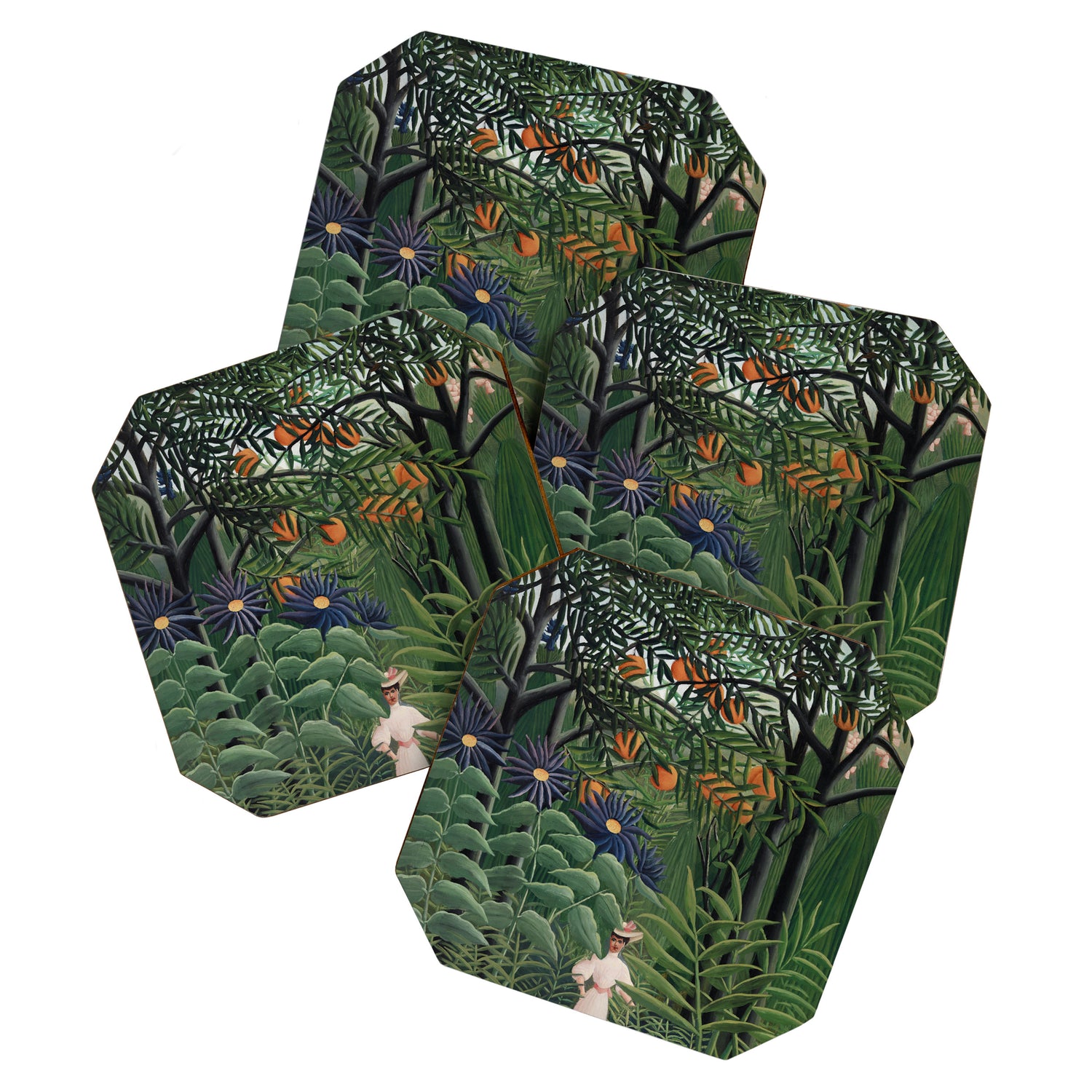 Woman Walking in an Exotic Forest (Femme se promenant dans une foreÌt exotique) (1905) by Henri Rousseau.  Coaster Gallery Image 1