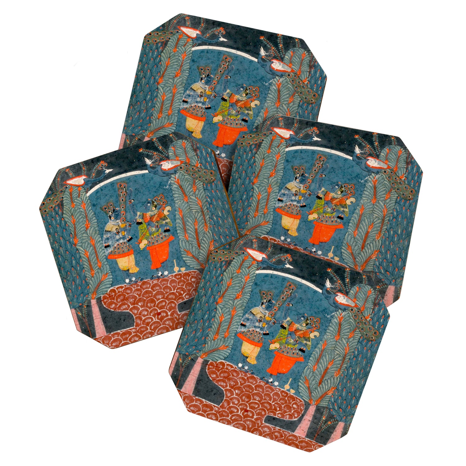 Women In The Forest Indian Painted Illustration Coaster Gallery Image 1