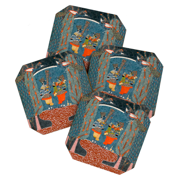 Women In The Forest Indian Painted Illustration Coaster Gallery Image 1