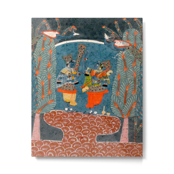 Women In The Forest Indian Painted Illustration Metal Print Gallery Image 1