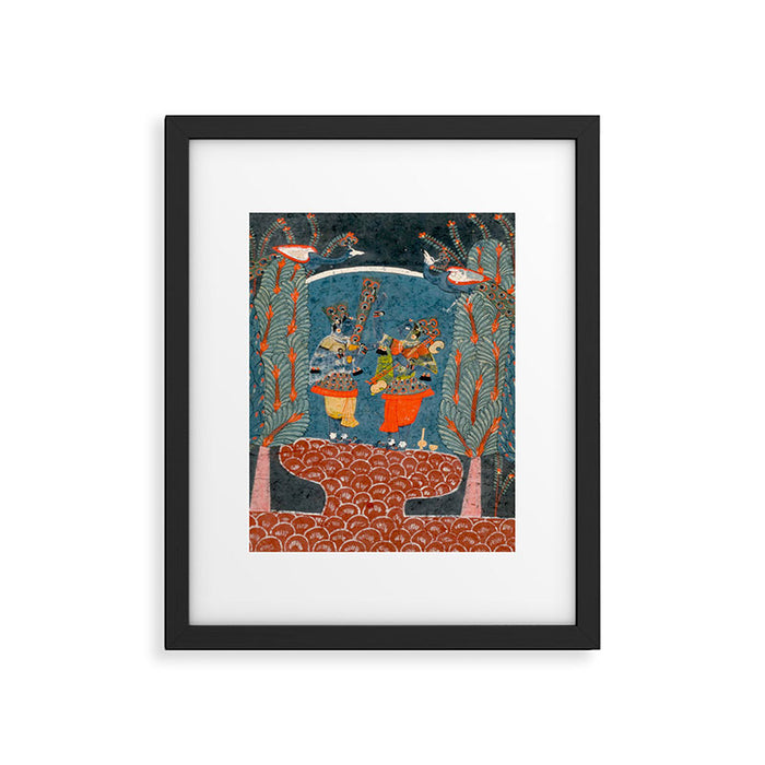 Women In The Forest Indian Painted Illustration Framed Art Print Gallery Image 1