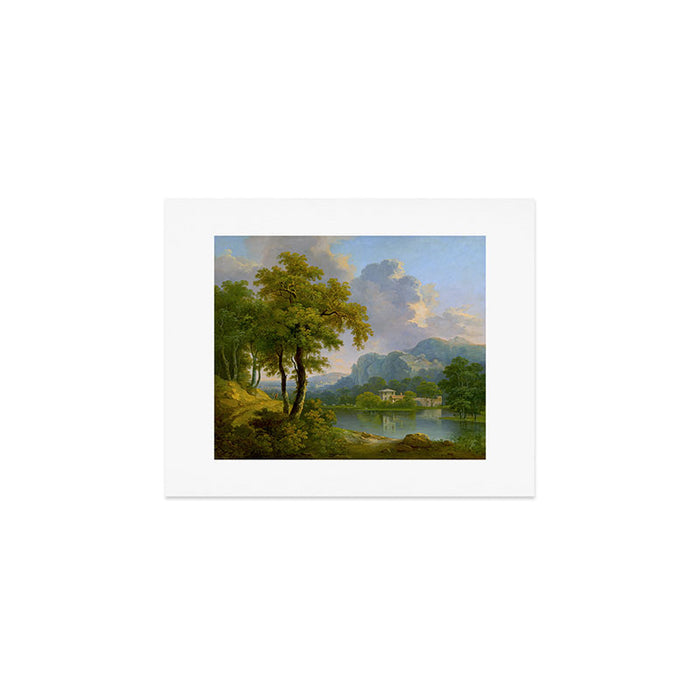 Wooded Hilly Landscape Antique Oil Painting Art Print Gallery Image 1