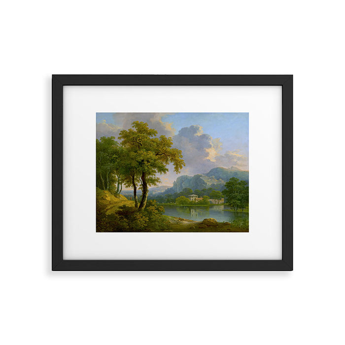 Wooded Hilly Landscape Antique Oil Painting Framed Art Print Gallery Image 1