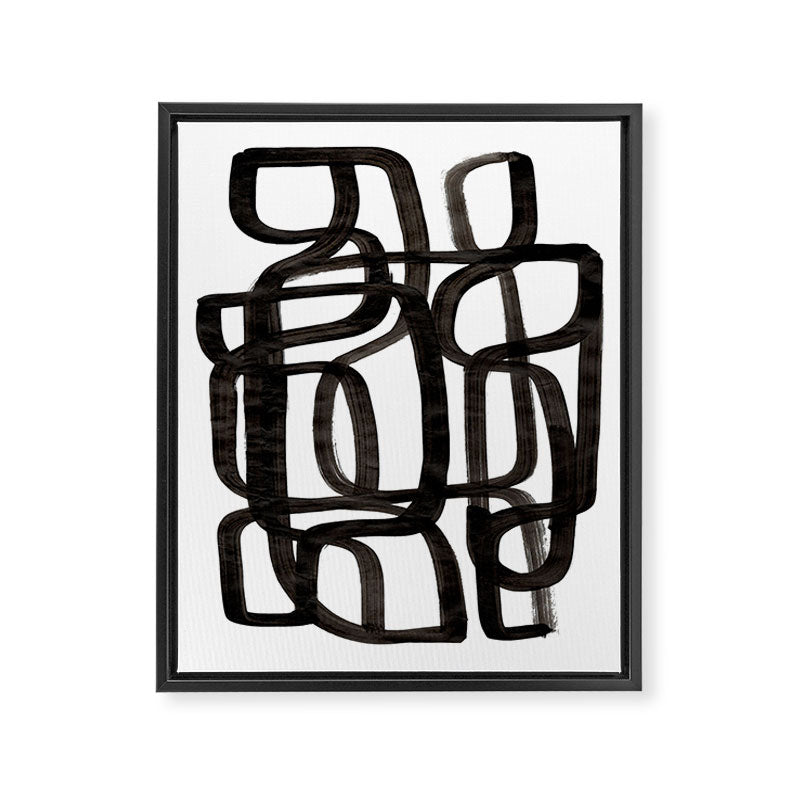 'Writing On The Wall' Mid Century Modern Fun Abstract Shapes  Framed Canvas Print Gallery Image 6