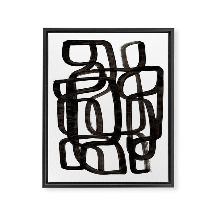 'Writing On The Wall' Mid Century Modern Fun Abstract Shapes  Framed Canvas Print Gallery Image 1