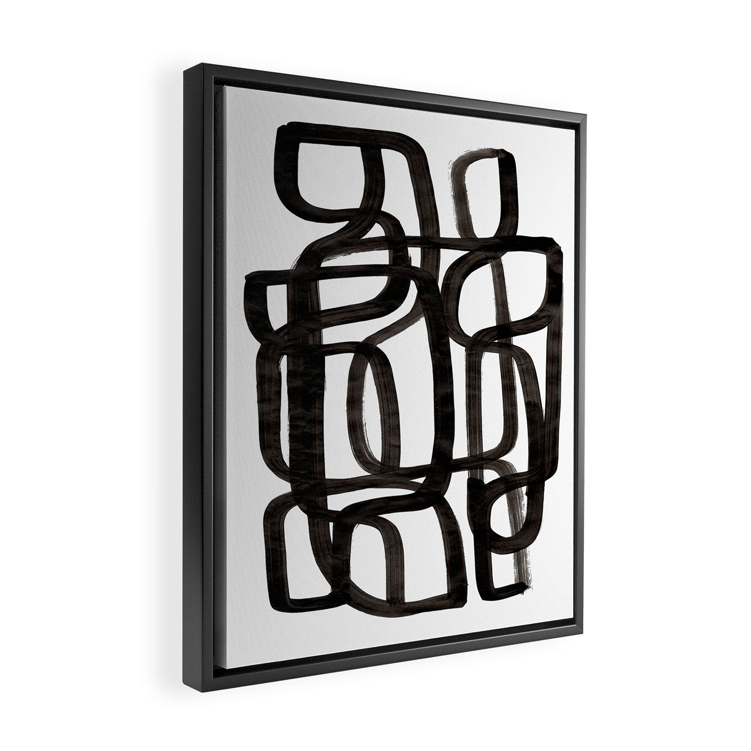 'Writing On The Wall' Mid Century Modern Fun Abstract Shapes  Framed Canvas Print Gallery Image 2