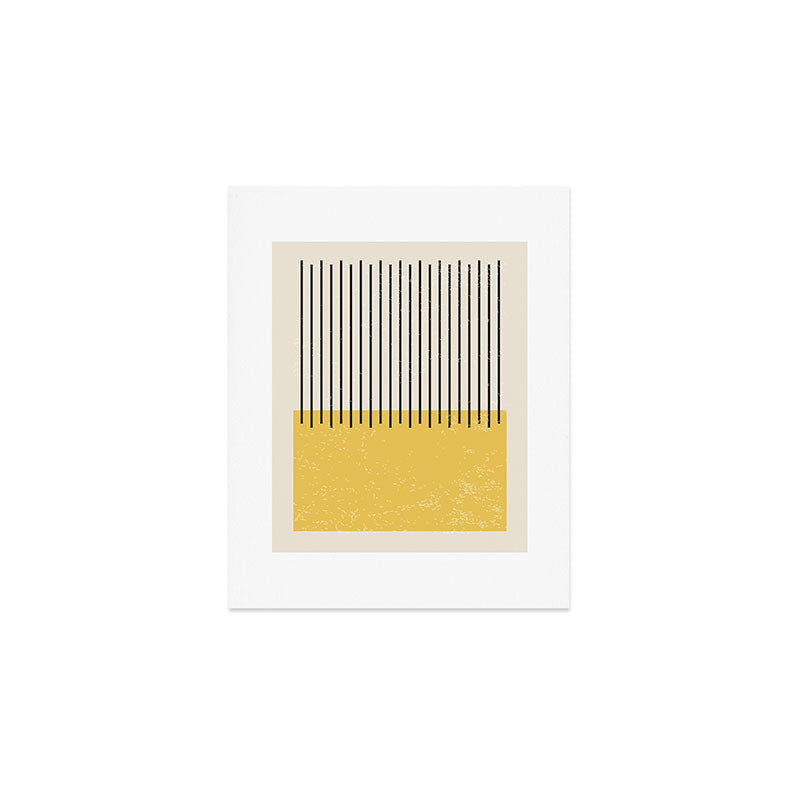 Yellow Lemon Square Stripes Mid Century Modern Minimalist Rothko Inspired Colourfield Stripes Art Print Gallery Image 1