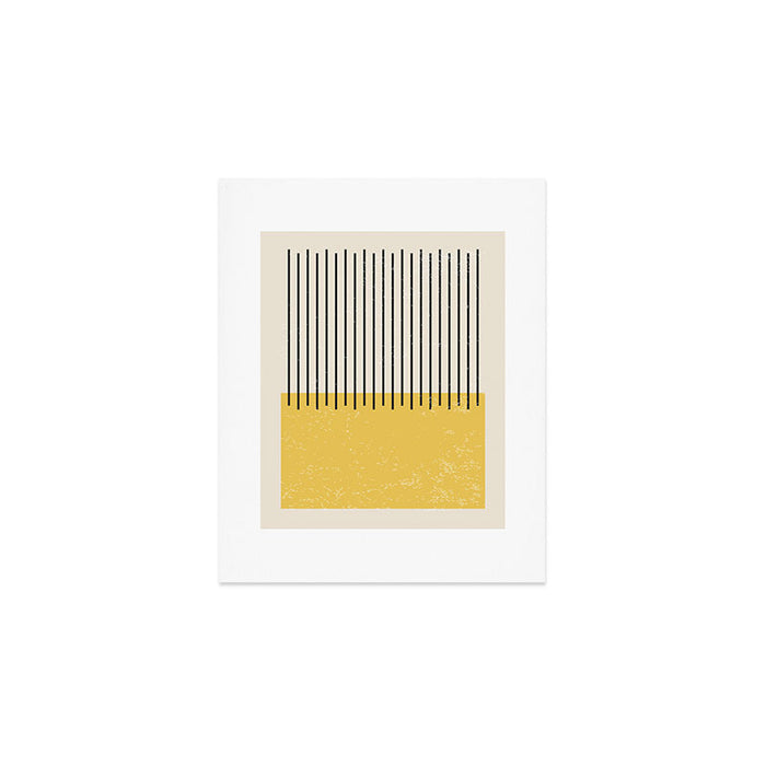 Yellow Lemon Square Stripes Mid Century Modern Minimalist Rothko Inspired Colourfield Stripes Art Print Gallery Image 1
