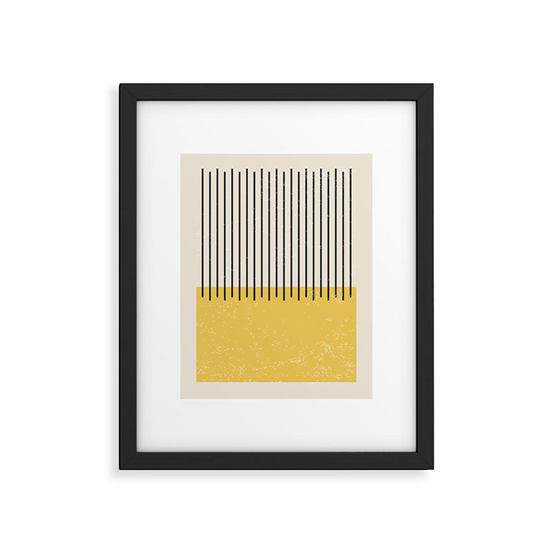 Yellow Lemon Square Stripes Mid Century Modern Minimalist Rothko Inspired Colourfield Stripes Framed Art Print Gallery Image 5