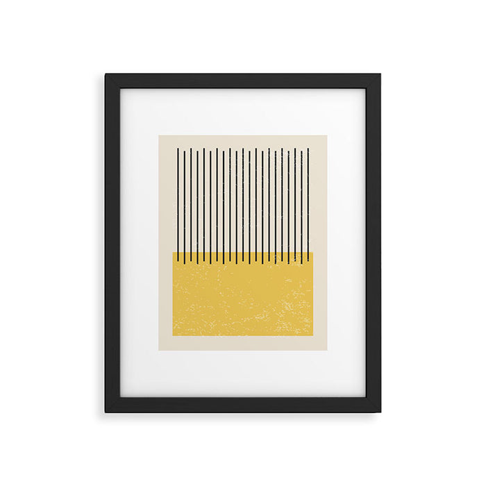 Yellow Lemon Square Stripes Mid Century Modern Minimalist Rothko Inspired Colourfield Stripes Framed Art Print Gallery Image 1