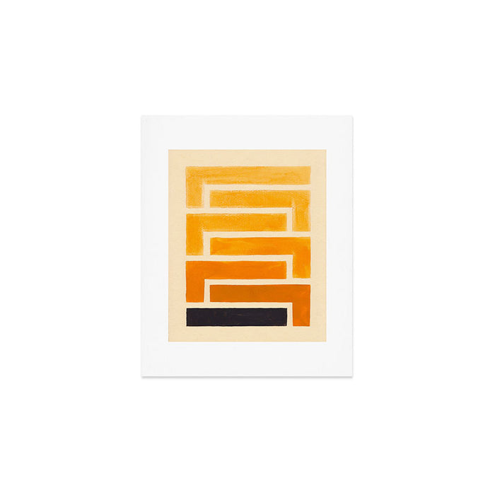 Yellow Ocher Mid Century Pattern Art Print Gallery Image 1