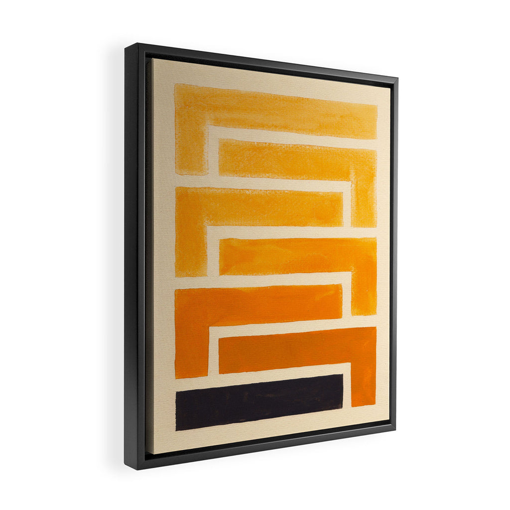 Yellow Ocher Mid Century Pattern Framed Canvas Print Gallery Image 2