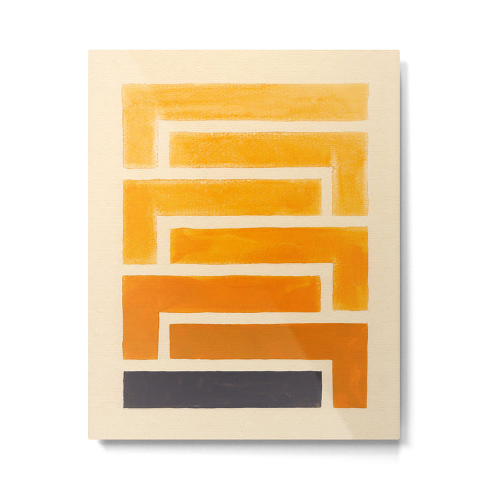 Yellow Ocher Mid Century Pattern Metal Print Gallery Image 1