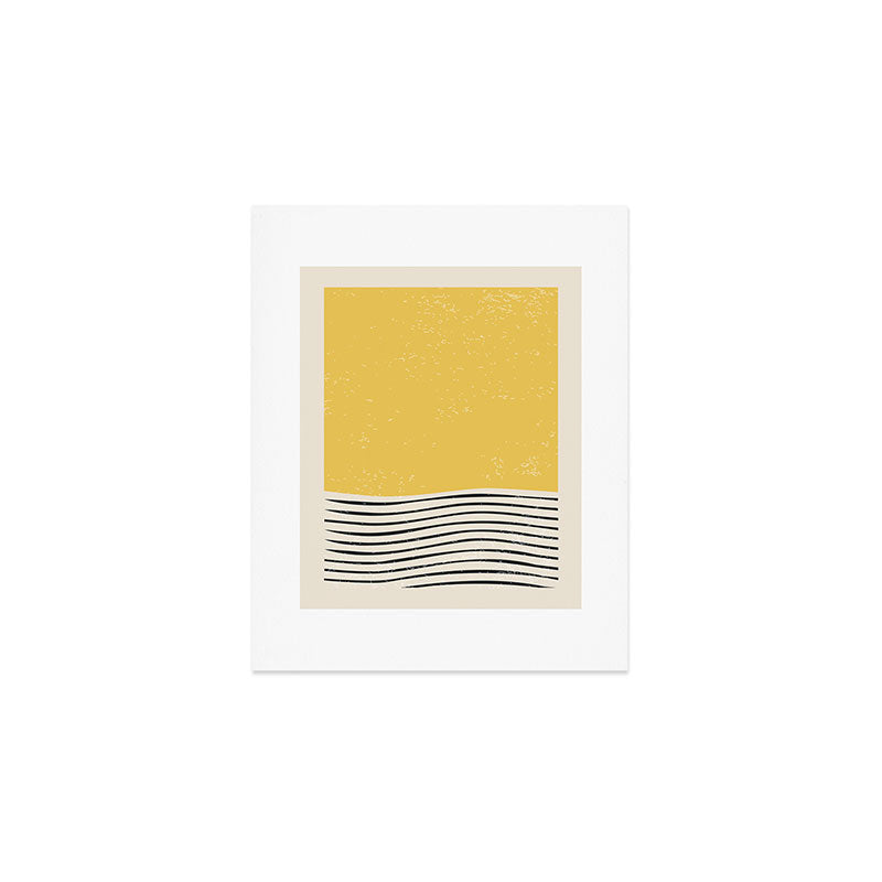 Yellow Sunset Mid Century Modern Minimalist Rothko Inspired Color Field With Lines Geometric Style Art Print Gallery Image 1