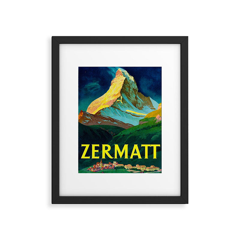 Zermatt Switzerland Vintage Mid Century Modern Travel Poster Framed Art Print Gallery Image 5