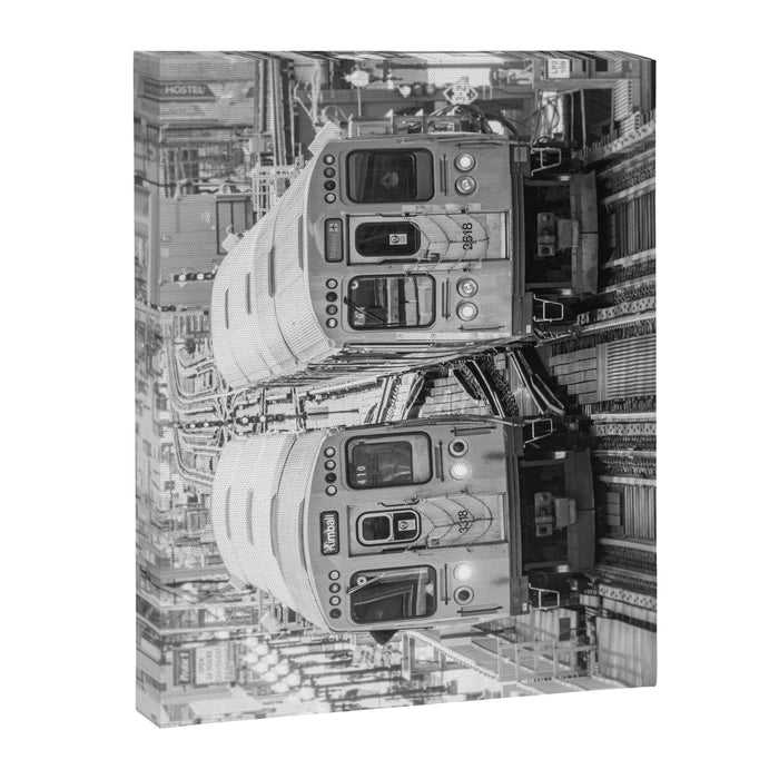 Black and White Chicago Train El Train above Wabash Ave the Loop Windy City Canvas Print Gallery Image 1