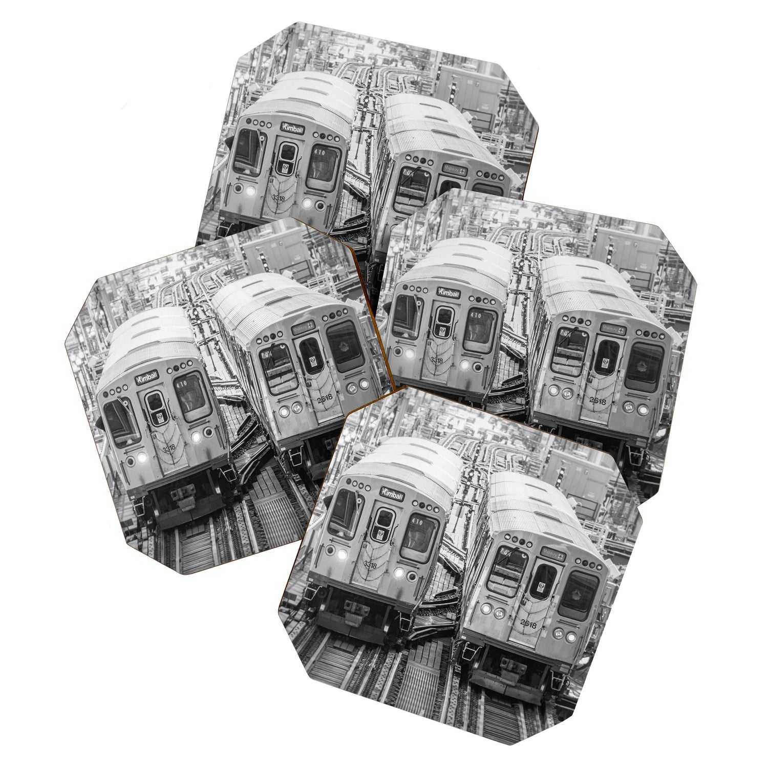 Black and White Chicago Train El Train above Wabash Ave the Loop Windy City Coaster Gallery Image 1