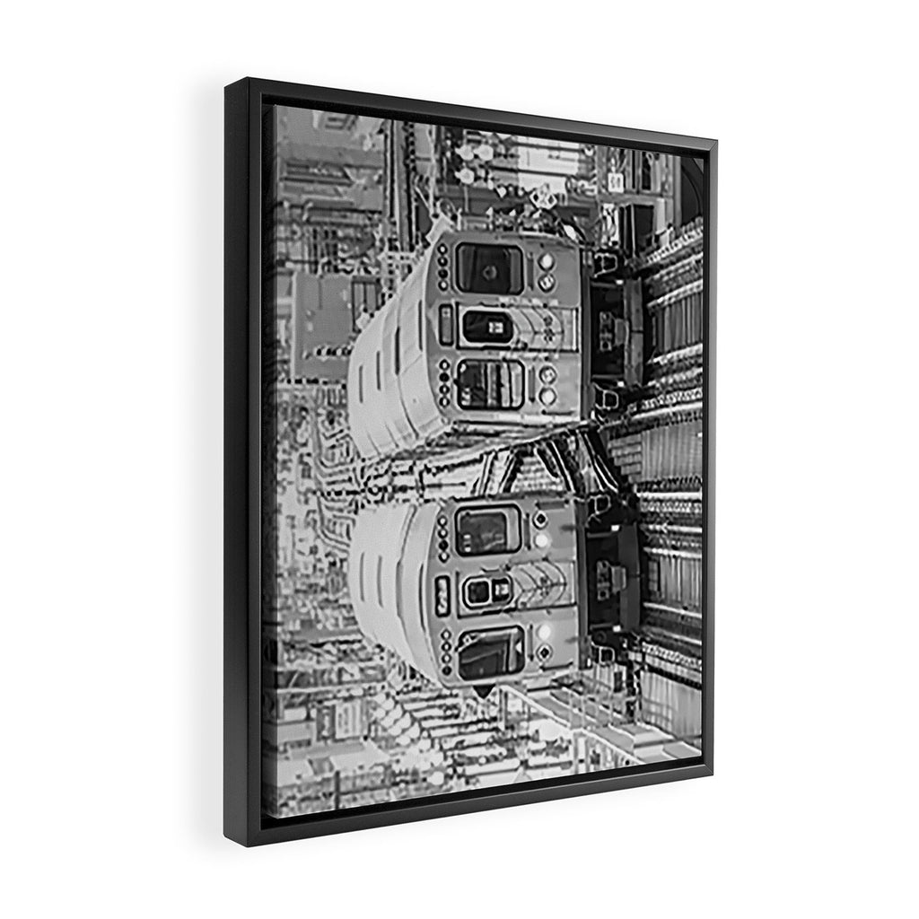 Black and White Chicago Train El Train above Wabash Ave the Loop Windy City Framed Canvas Print Gallery Image 2