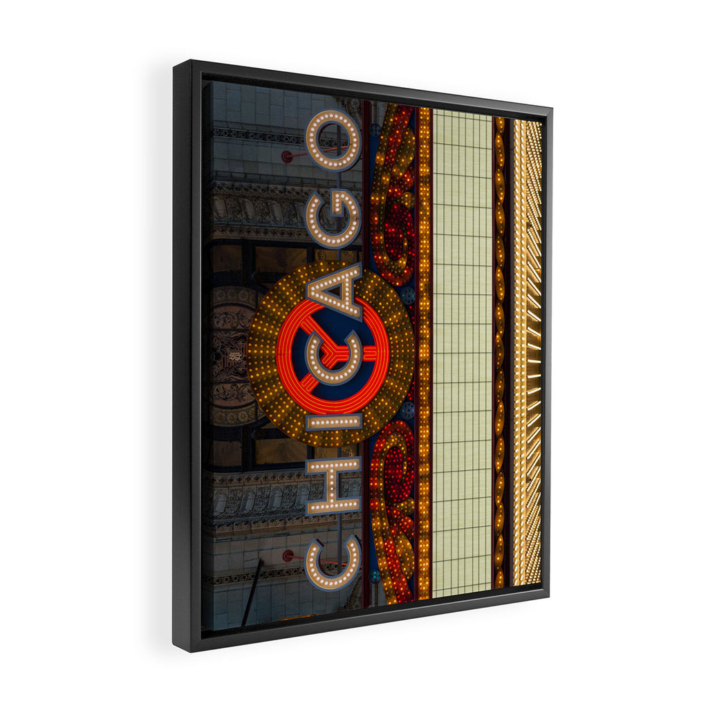 Glowing Chicago Framed Canvas Print Gallery Image 2
