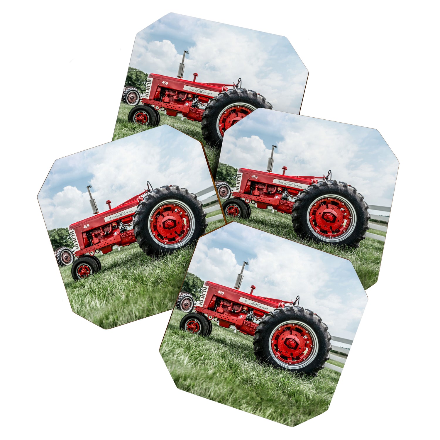 Vintage IH Farmall 450 Side View Red Tractor Coaster Gallery Image 1