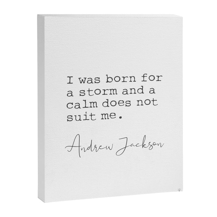 Andrew Jackson. I was born for a storm and a calm does not suit me. Canvas Print Gallery Image 1
