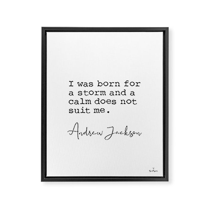 Andrew Jackson. I was born for a storm and a calm does not suit me. Framed Canvas Print Gallery Image 1