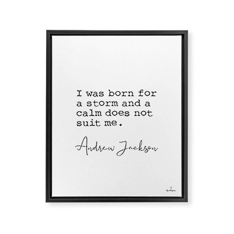 Andrew Jackson. I was born for a storm and a calm does not suit me. Framed Canvas Print Gallery Image 6