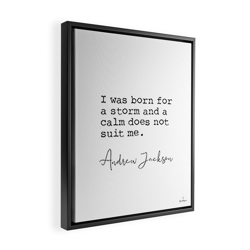 Andrew Jackson. I was born for a storm and a calm does not suit me. Framed Canvas Print Gallery Image 2