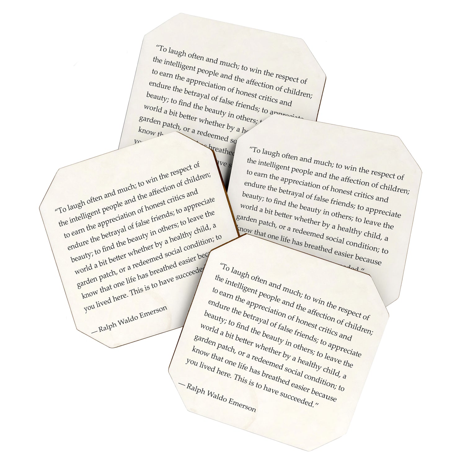 Ralph Waldo Emerson quote. To laugh often and much; to win the respect of the intelligent people and Coaster Gallery Image 1