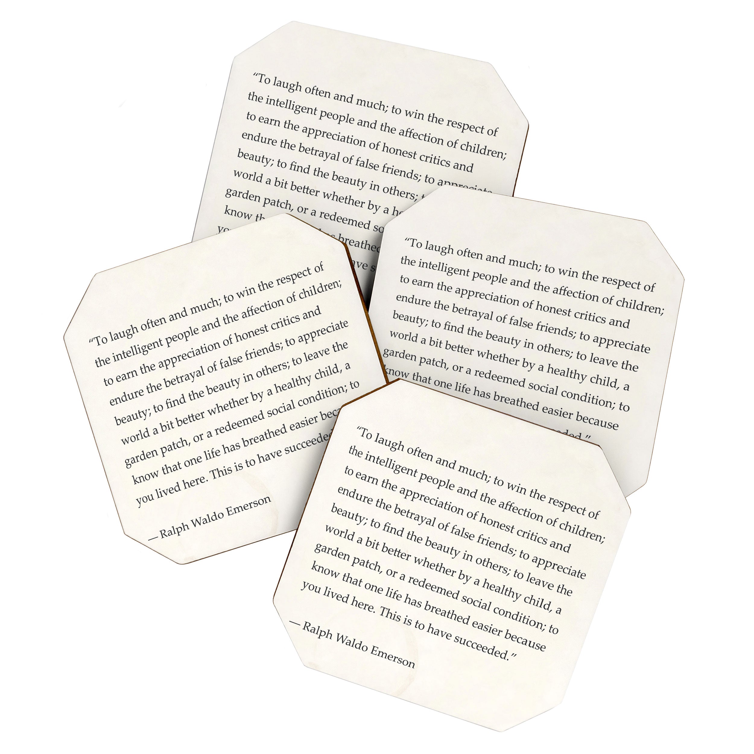 Ralph Waldo Emerson quote. To laugh often and much; to win the respect of the intelligent people and Coaster Gallery Image 1