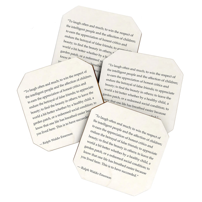 Ralph Waldo Emerson quote. To laugh often and much; to win the respect of the intelligent people and Coaster Gallery Image 1