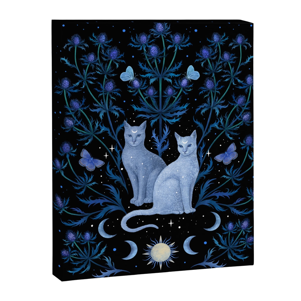 Blue Thistle & Cat Canvas Print Gallery Image 6