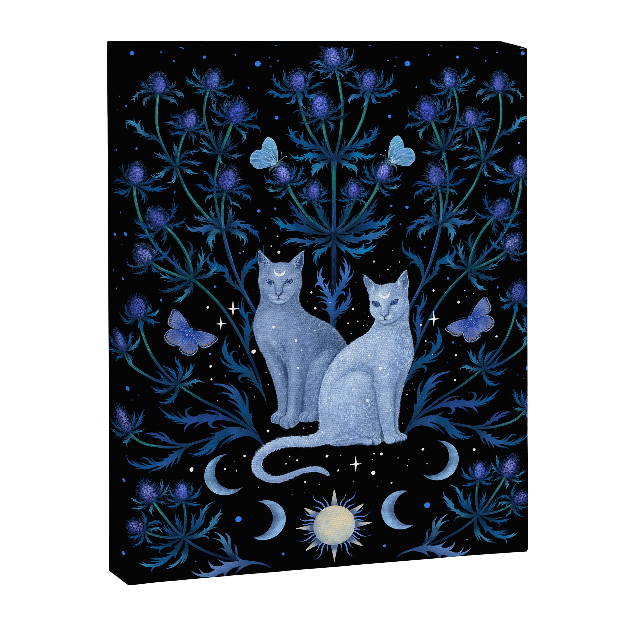 Blue Thistle & Cat Canvas Print Gallery Image 6