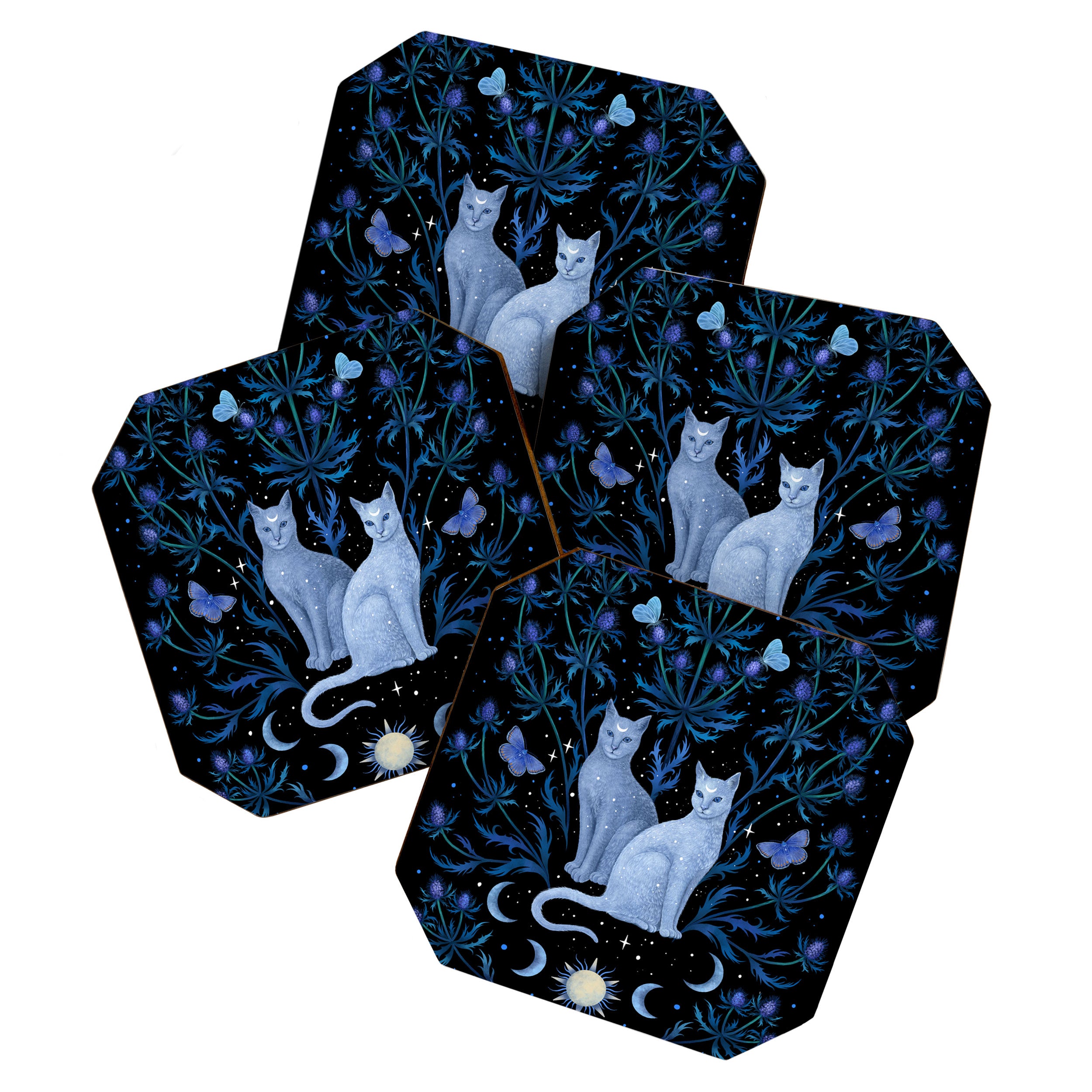 Blue Thistle & Cat Coaster Gallery Image 1