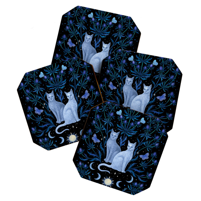 Blue Thistle & Cat Coaster Gallery Image 1