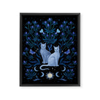 Blue Thistle & Cat Framed Canvas Print Gallery Image 6