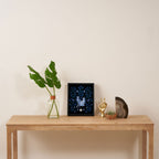 Blue Thistle & Cat Framed Canvas Print Gallery Image 4