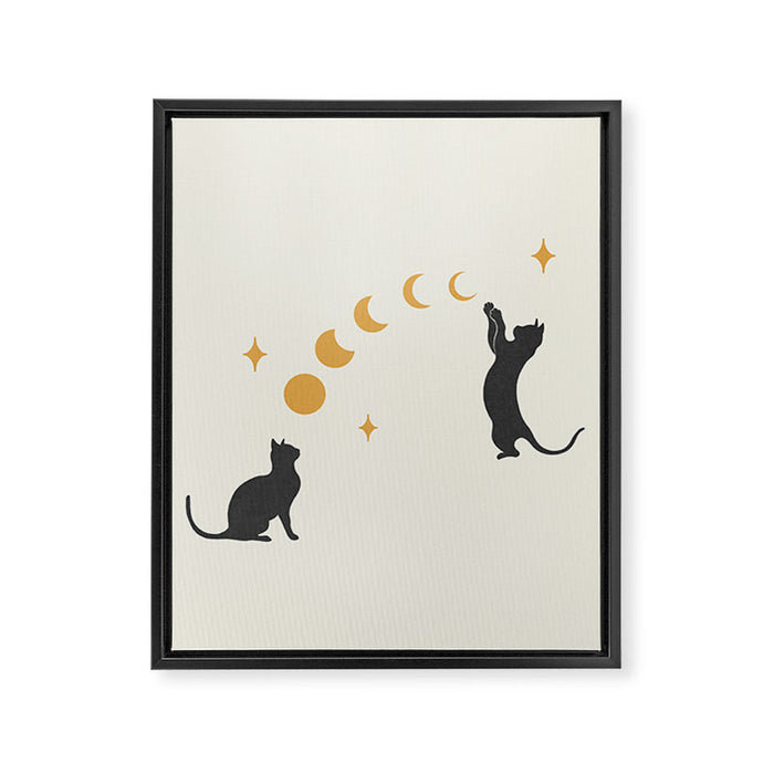 Cat and Moon 1 Framed Canvas Print Gallery Image 1