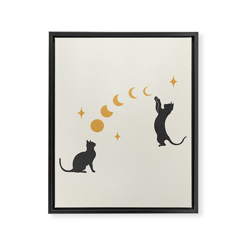 Cat and Moon 1 Framed Canvas Print Gallery Image 8