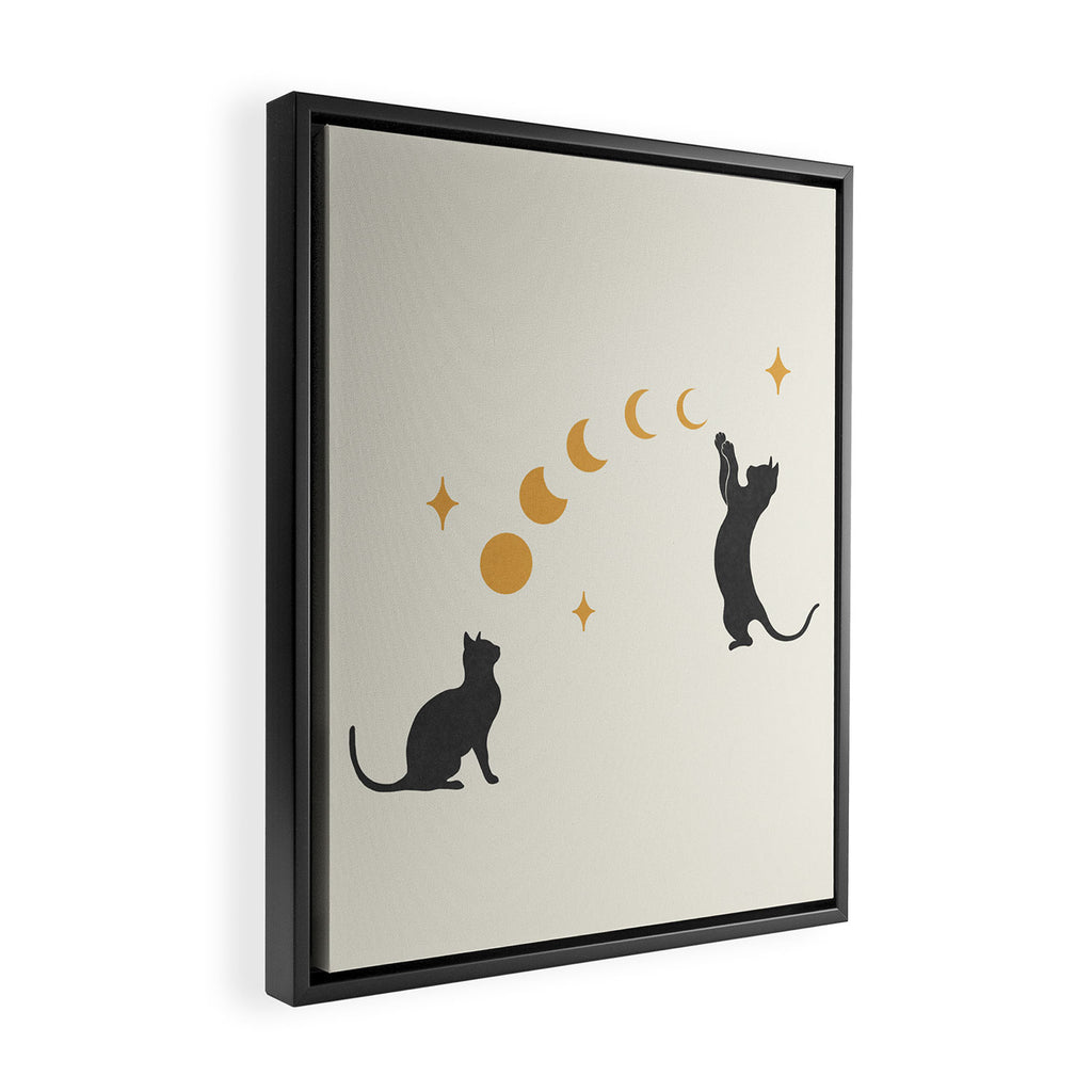 Cat and Moon 1 Framed Canvas Print Gallery Image 2