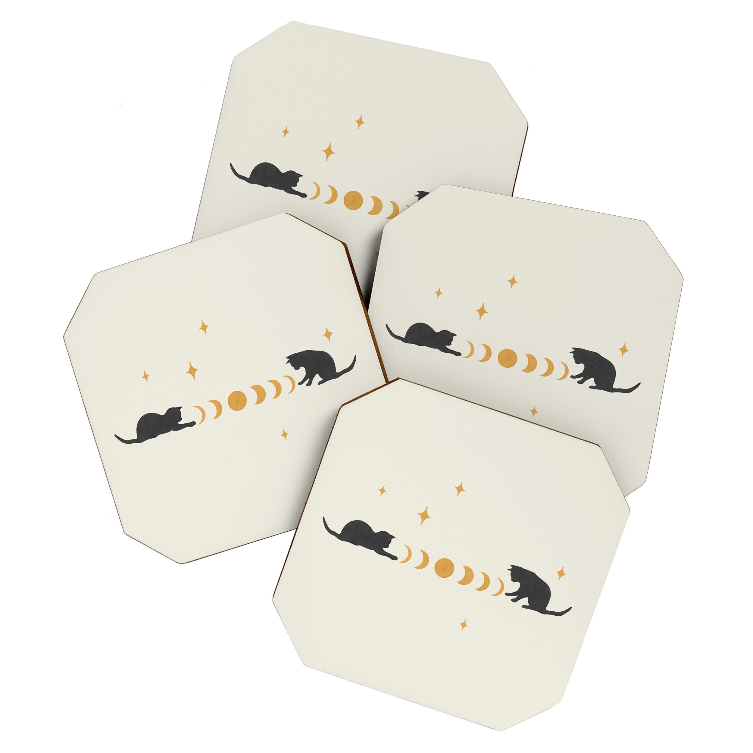Cat and Moon 3 Coaster Gallery Image 1
