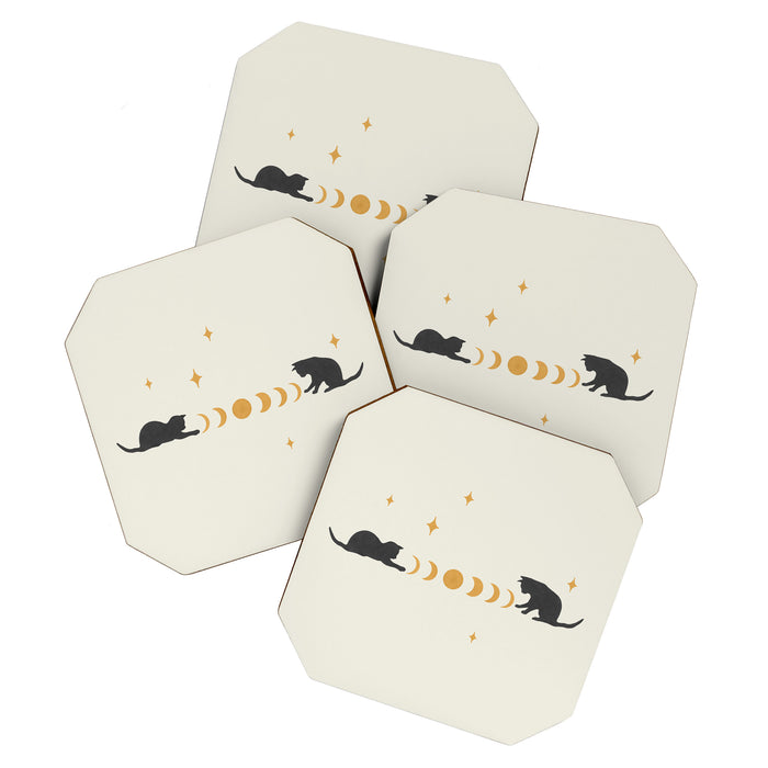 Cat and Moon 3 Coaster Gallery Image 1