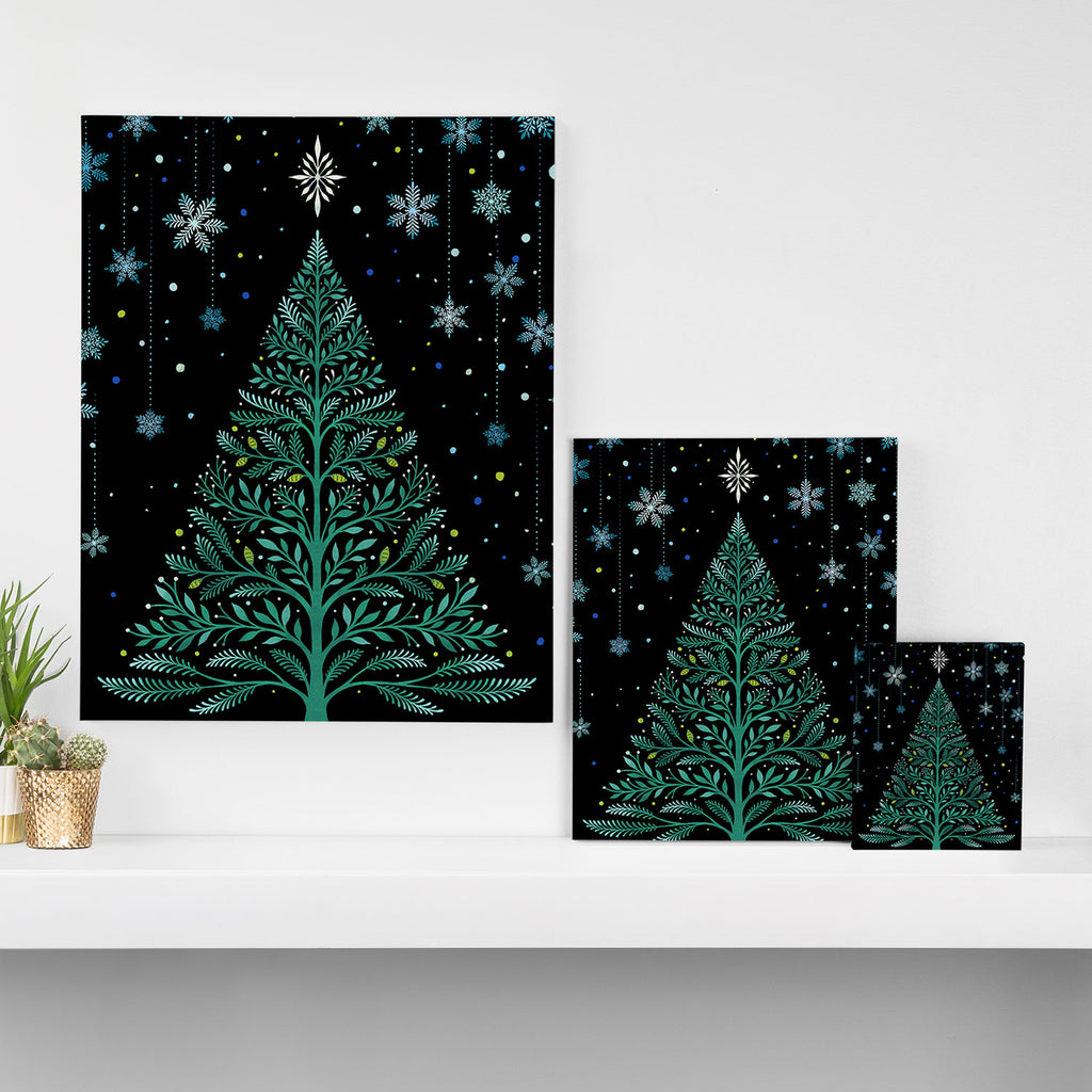 Christmas Night Tree-Snowy Canvas Print Gallery Image 3
