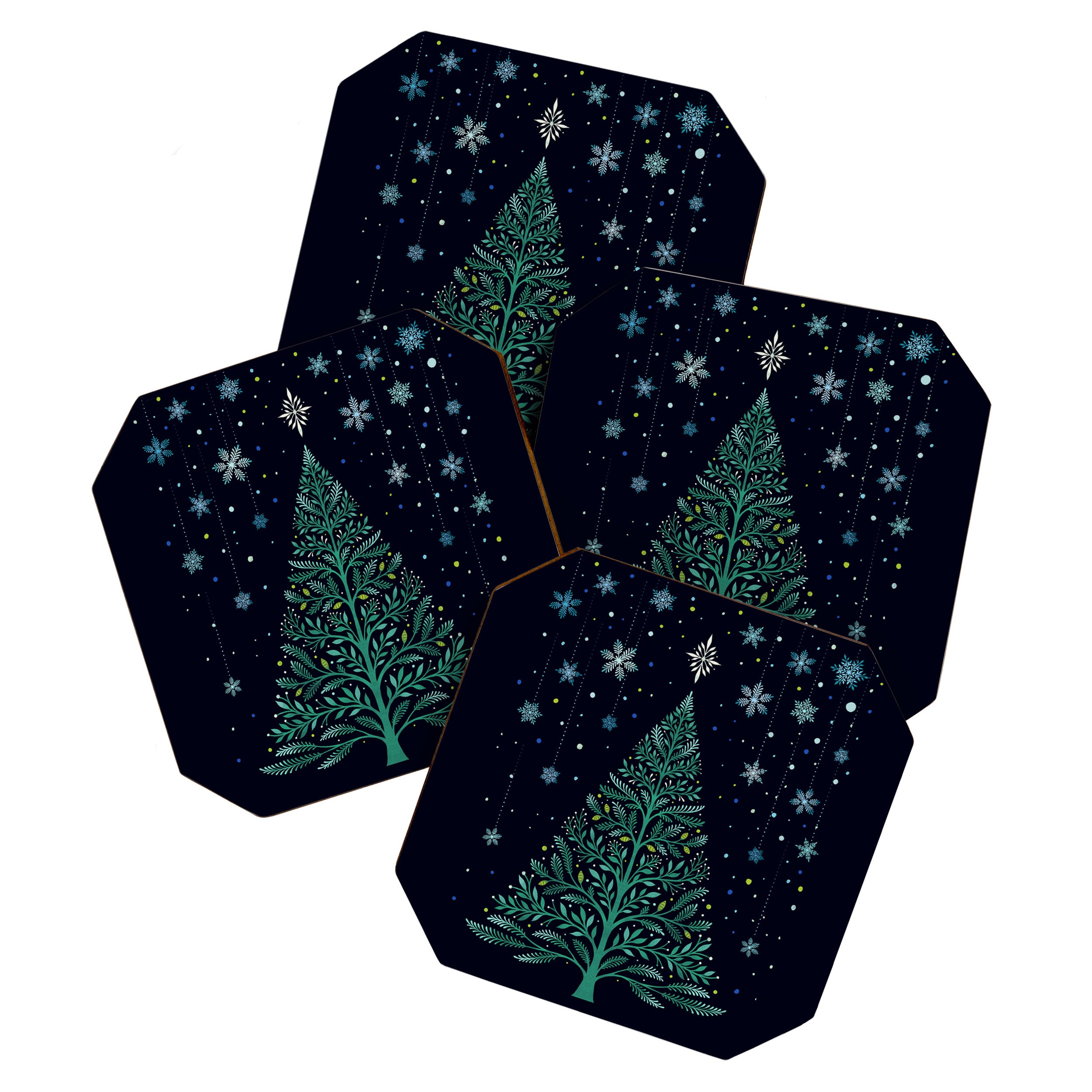 Christmas Night Tree-Snowy Coaster Gallery Image 1