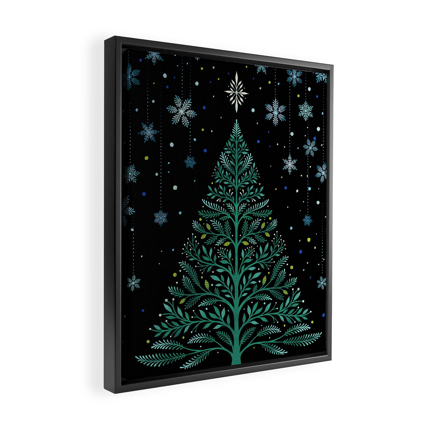 Christmas Night Tree-Snowy Framed Canvas Print Gallery Image 2